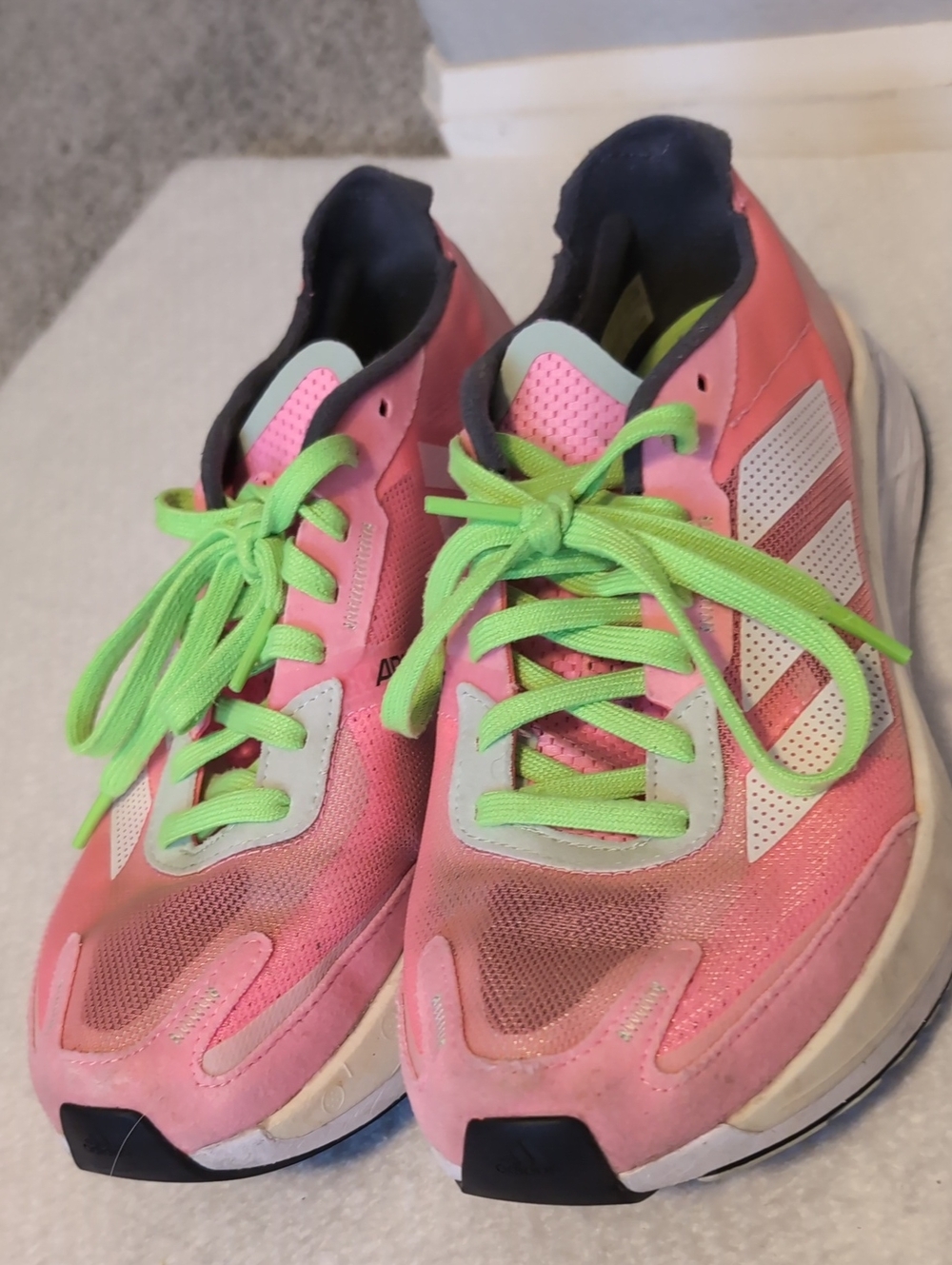 Adidas Adizero Pink & Neon Green Running Sneakers